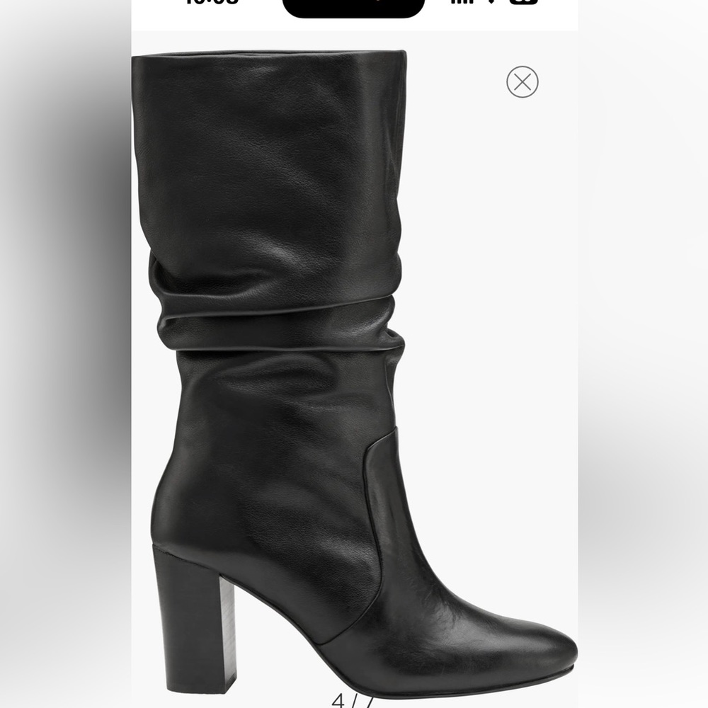 Brand new Johnston & Murphy Charlotte Slouch boot black calfskin